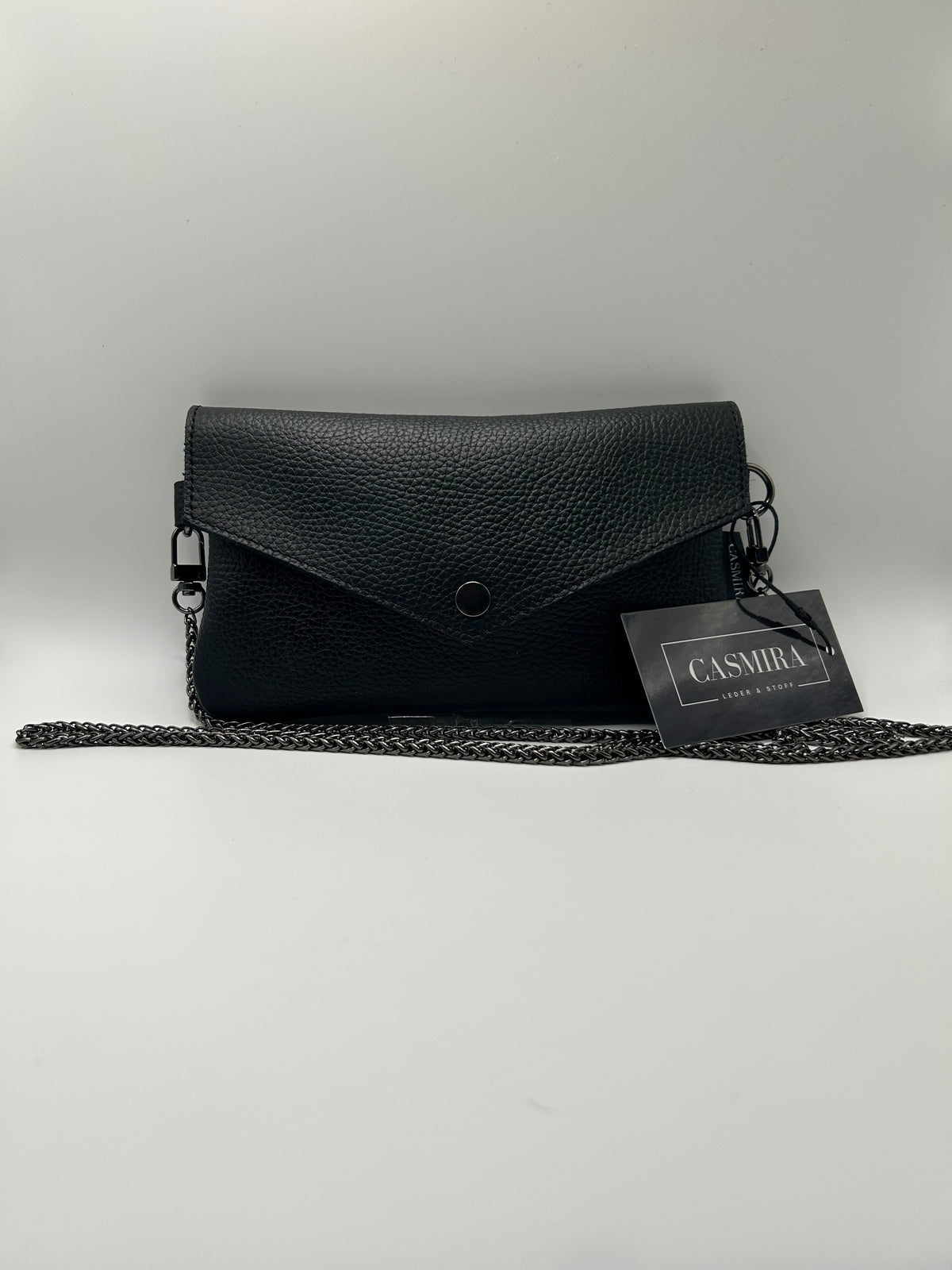 Umhängetasche Leder small Schwarz / Anthrazit