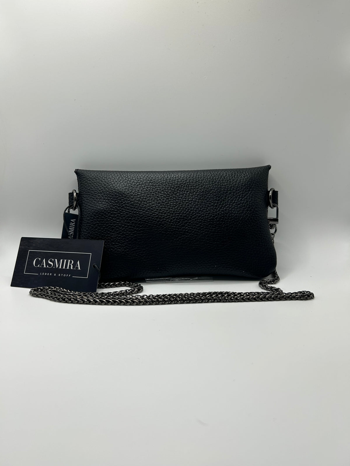 Umhängetasche Leder small Schwarz / Anthrazit