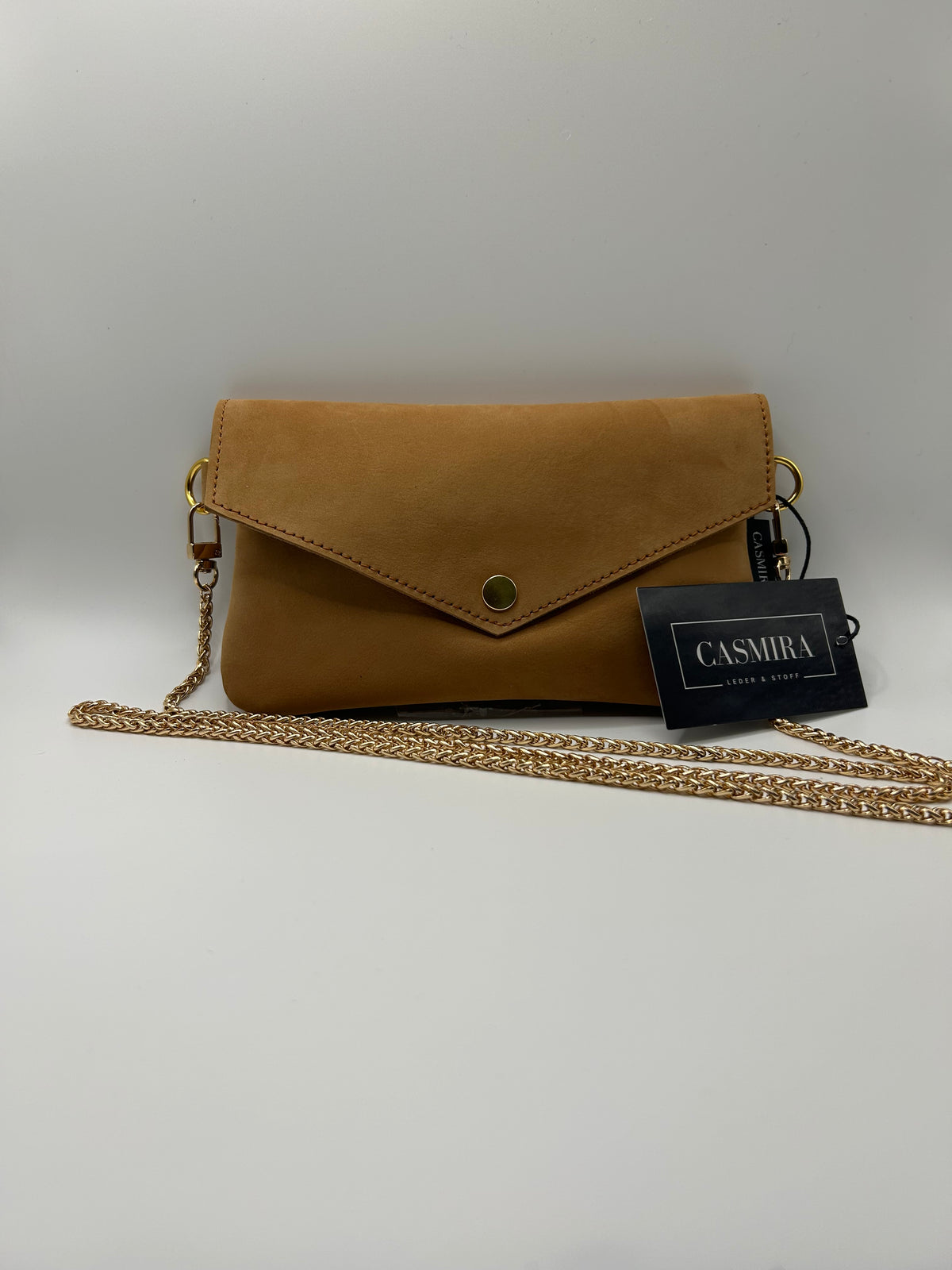 Umhängetasche Wildleder small Beige / Gold