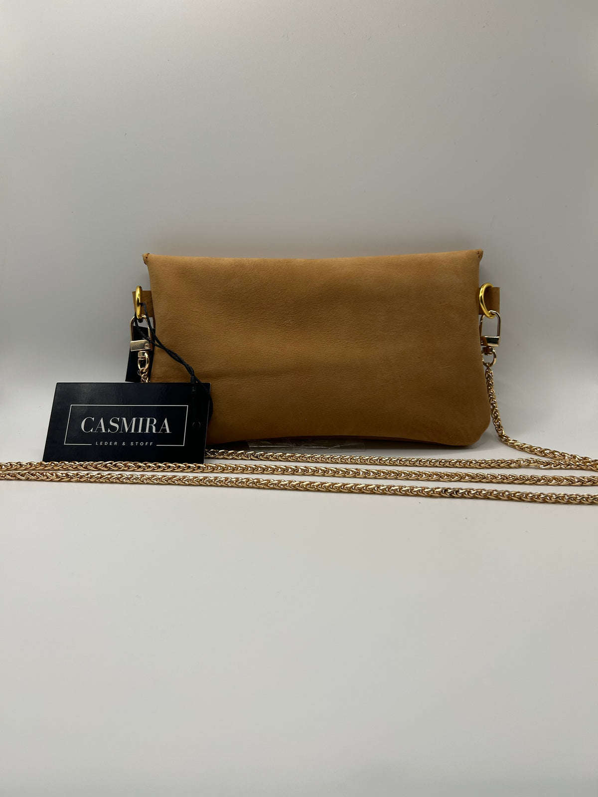 Umhängetasche Wildleder small Beige / Gold