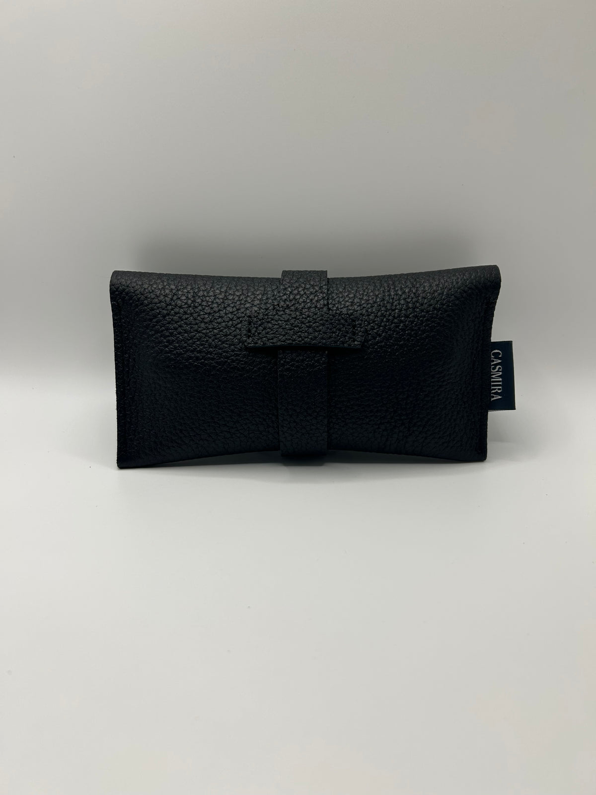 Brillenetui Leder Schwarz / Silber