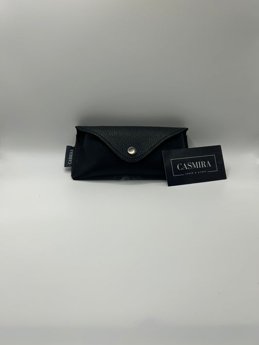 Brillenetui Unisex Leder Schwarz / Anthrazit