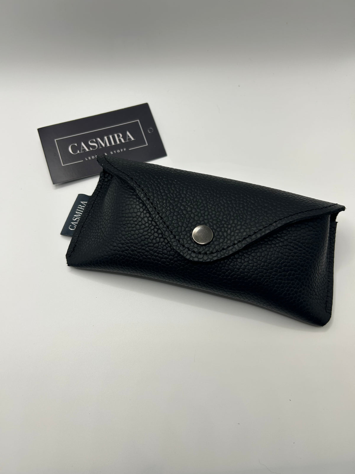 Brillenetui Unisex Leder Schwarz / Anthrazit