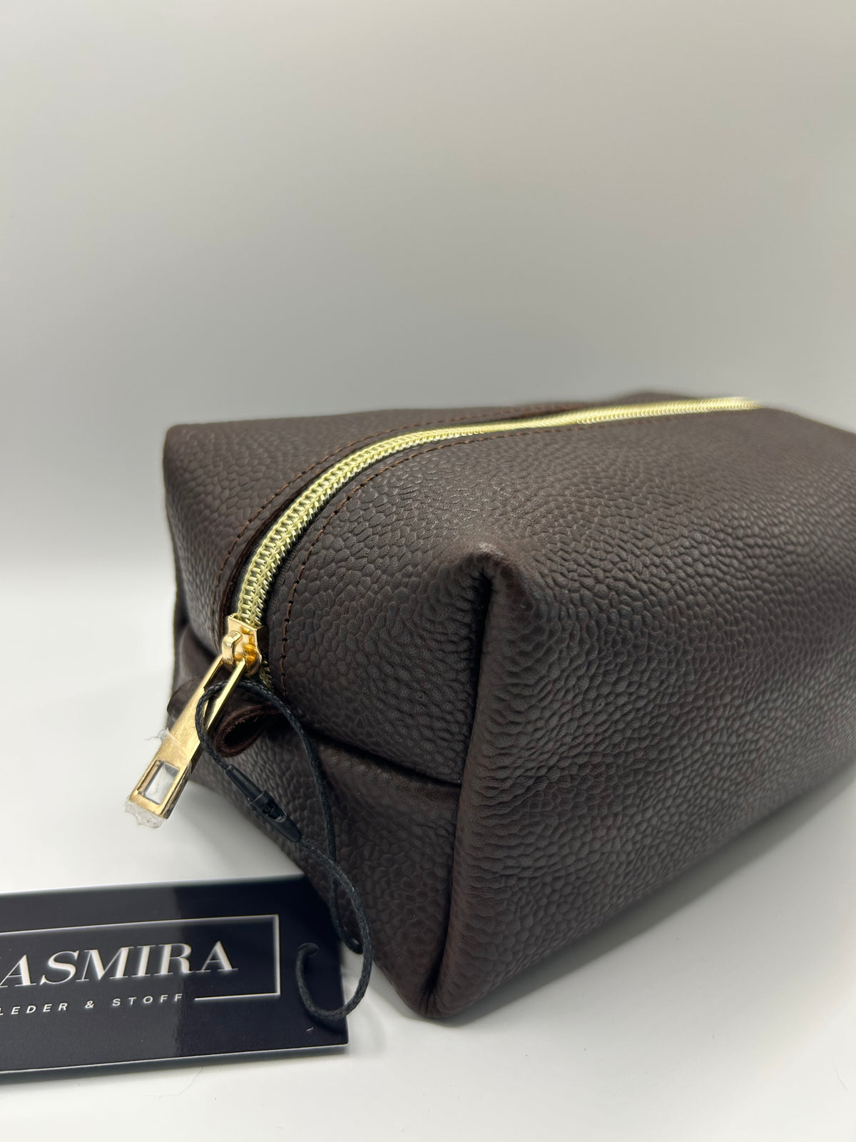 Kultur-/Kosmetiktasche Unisex Echtleder Dunkelbraun (Mittel)