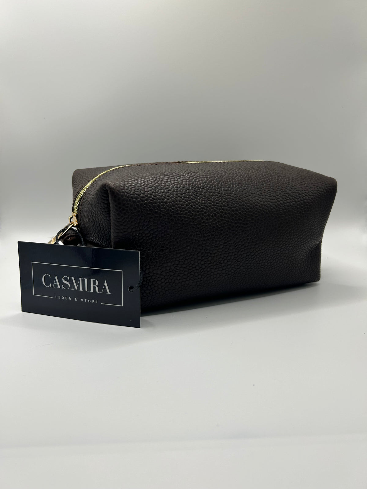 Kultur-/Kosmetiktasche Unisex Echtleder Dunkelbraun (Mittel)