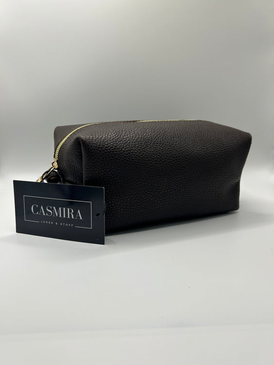 Kultur-/Kosmetiktasche Unisex Echtleder Dunkelbraun (Mittel)