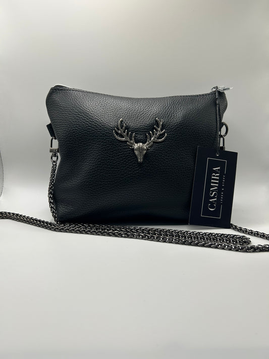 Trachten- / Dirndltasche Schwarz Nappa mit Anthrazit
