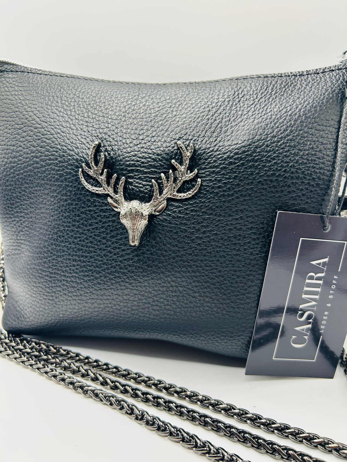 Trachten- / Dirndltasche Schwarz Nappa mit Anthrazit