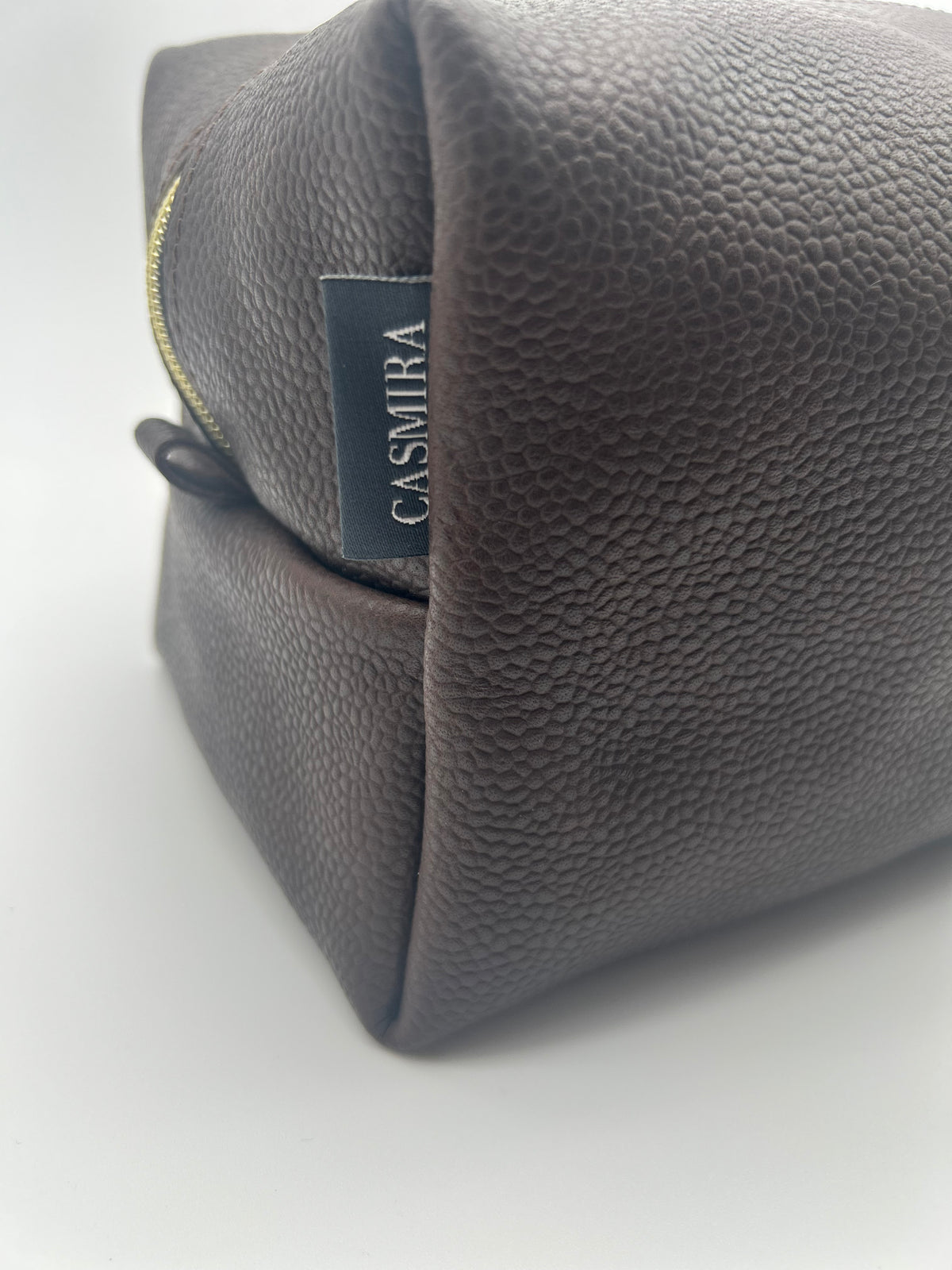 Kultur-/Kosmetiktasche Unisex Echtleder Dunkelbraun (Groß)