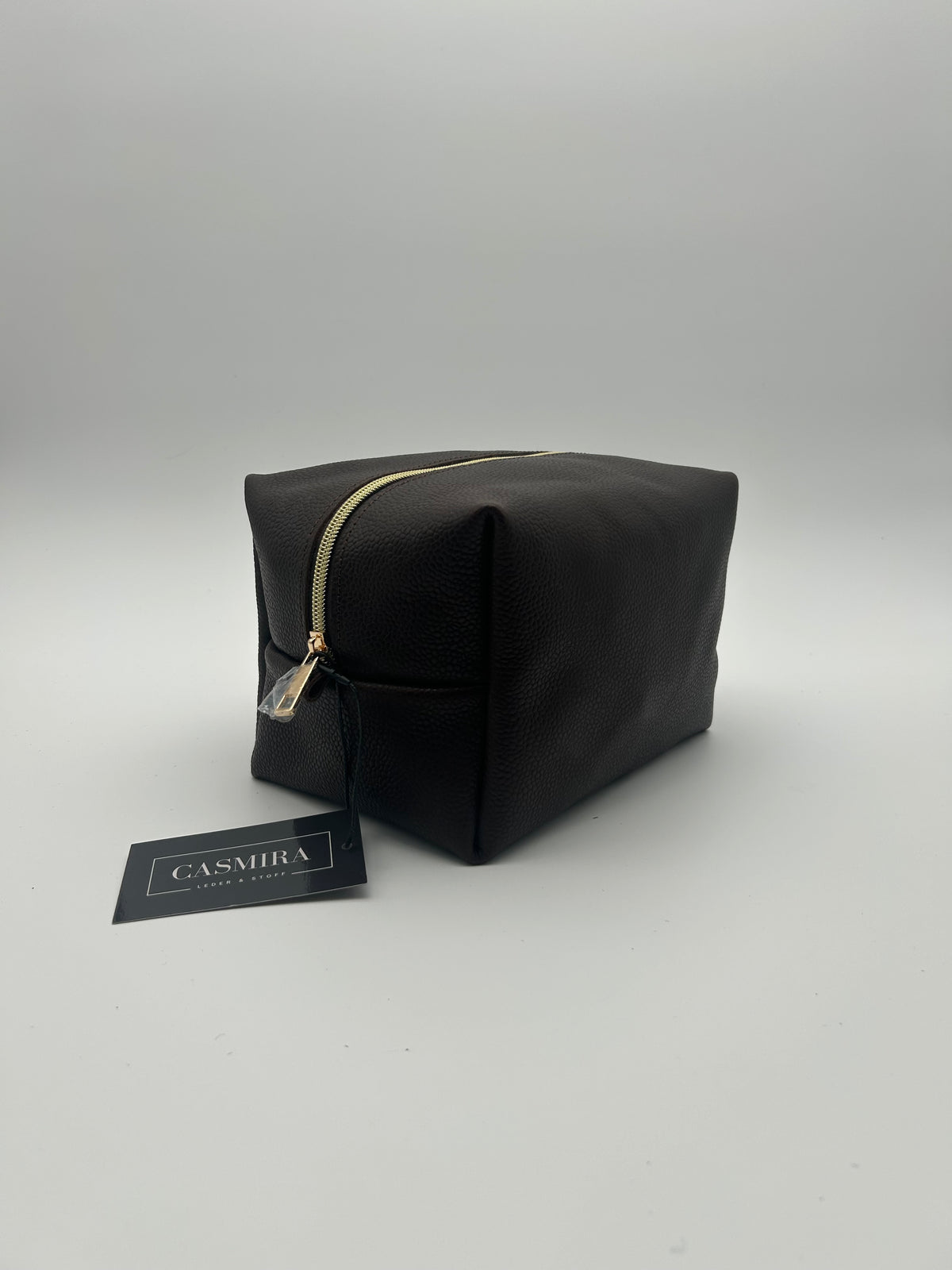 Kultur-/Kosmetiktasche Unisex Echtleder Dunkelbraun (Groß)