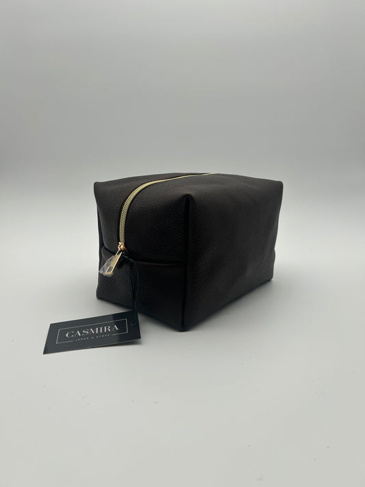 Kultur-/Kosmetiktasche Unisex Echtleder Dunkelbraun (Groß)
