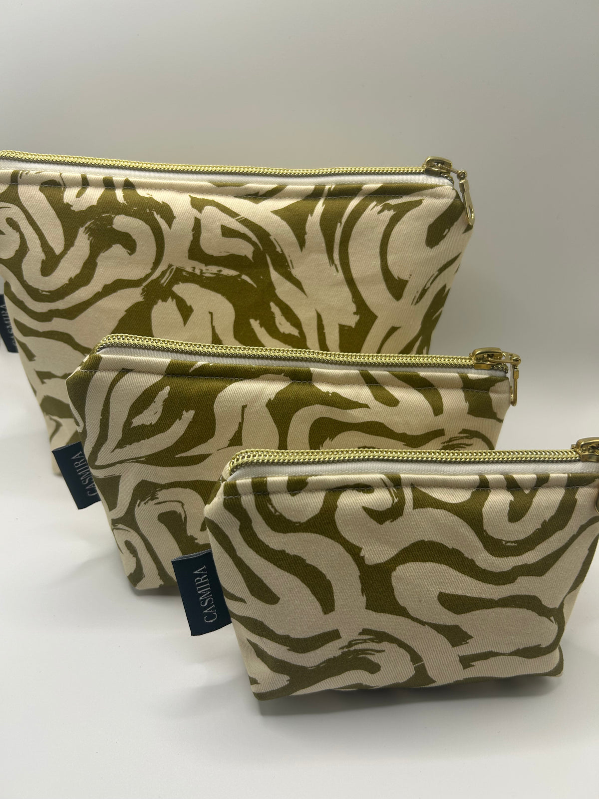 Kosmetiktasche Grün/Weiß Klein